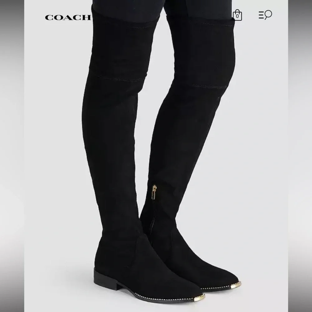Coach Natalia Black Over the Knee Suede Boots